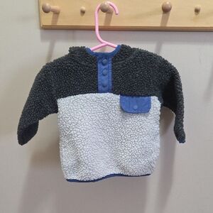 OshKosh B'gosh Black and White Sherpa Sweatshirt With Orange Lined Hood